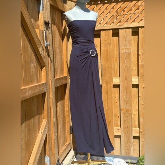 🆕 SIMKHAI 🧿 NWOT Emma Draped Jersey Bustier Midi Dress, Midnight Blue Sz US 4 - Picture 5 of 16